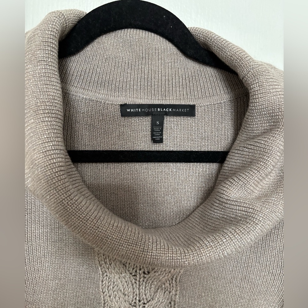 White House Black Market Taupe Cowl Neck Sweater - Picture 3 of 5